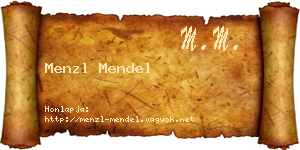 Menzl Mendel névjegykártya